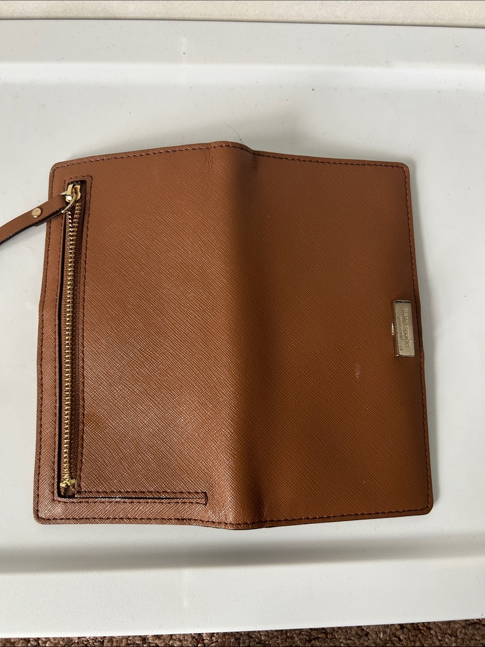 kate spade brown leather men's long wallet - Picture 6 of 6